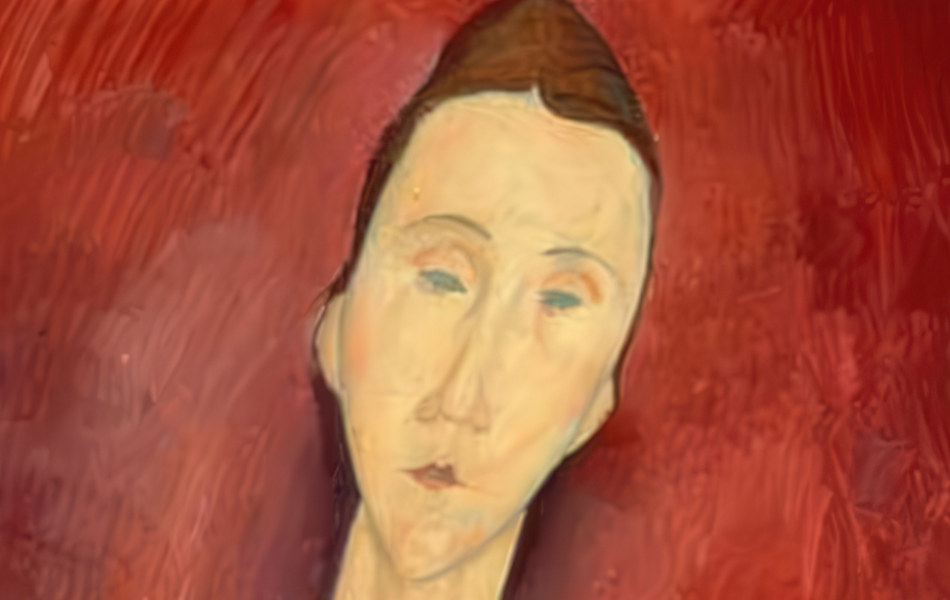 Close-up of Head with Elongated features and Blanked-Out Eyes